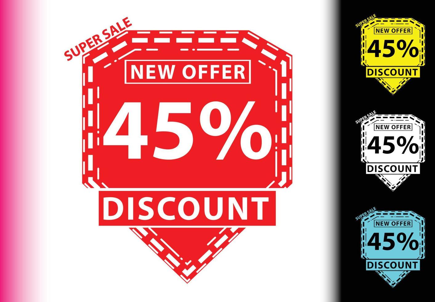 45 percent discount new offer logo and icon design template vector