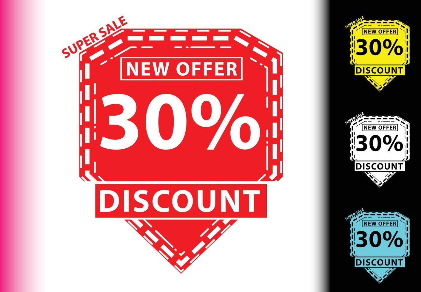 30 percent discount new offer logo and icon design template vector