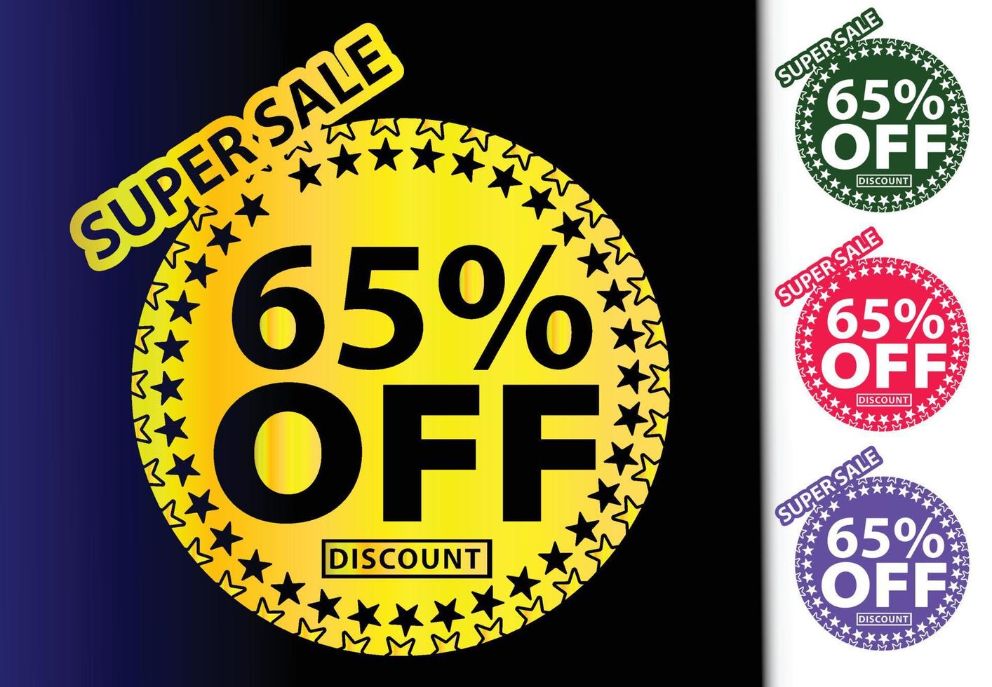 65 percent off new offer logo and icon design template vector