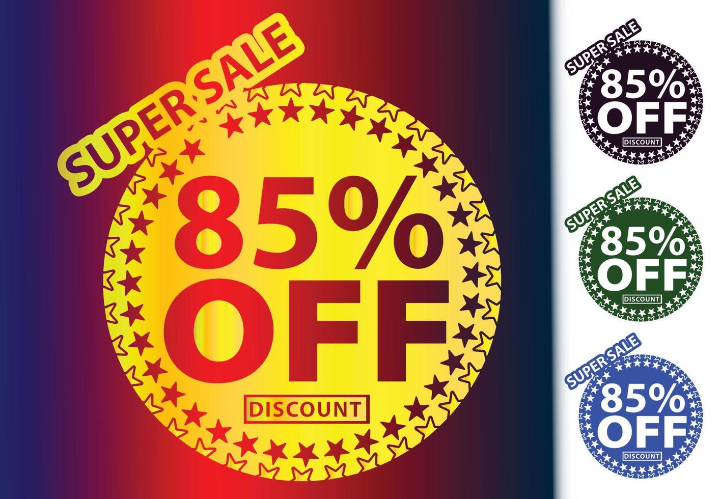 85 percent off new offer logo and icon design template vector