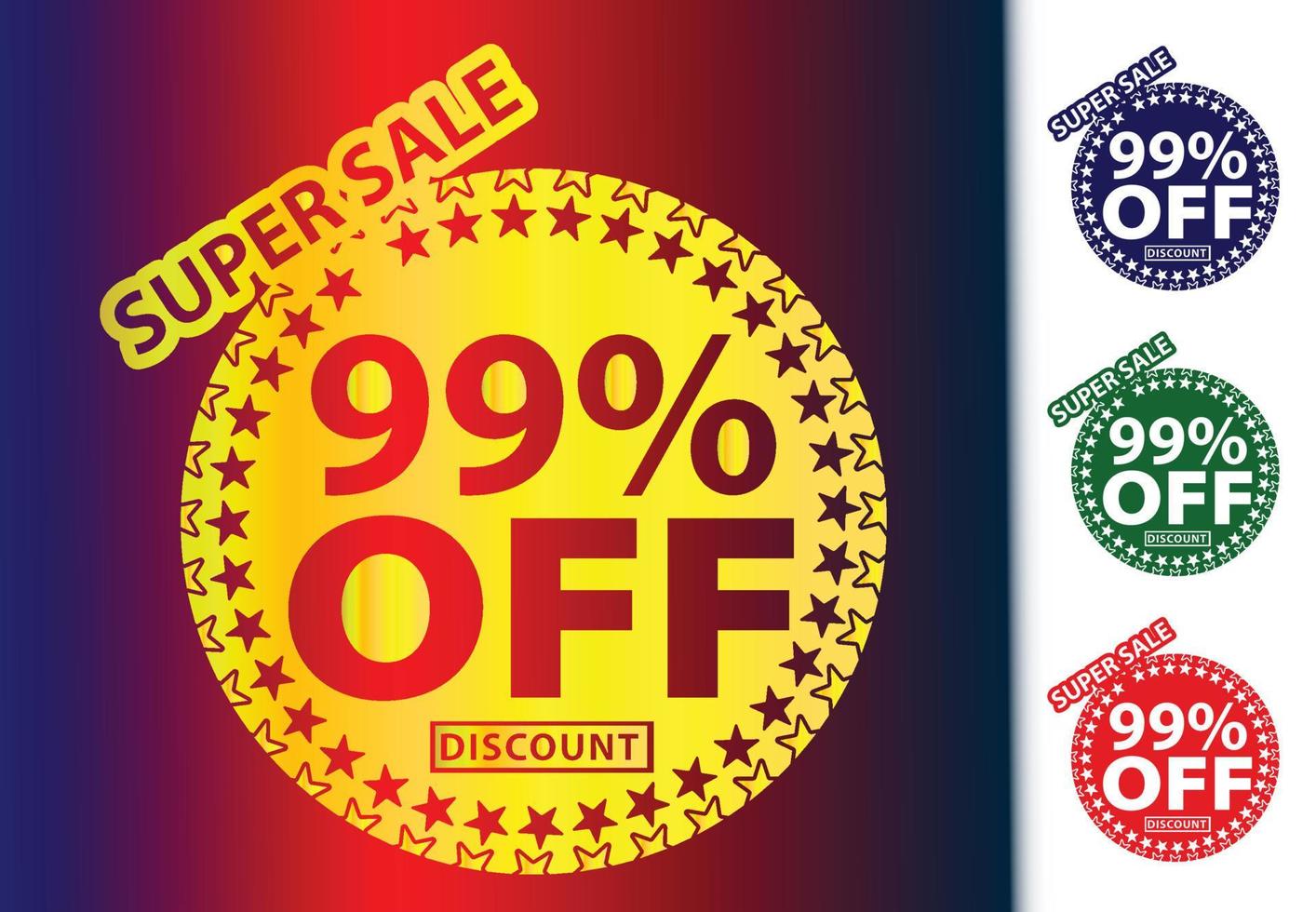 99 percent off new offer logo and icon design template vector