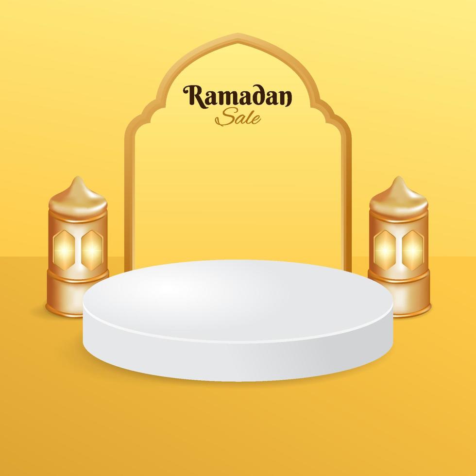 podio de venta de ramadán con linterna vector