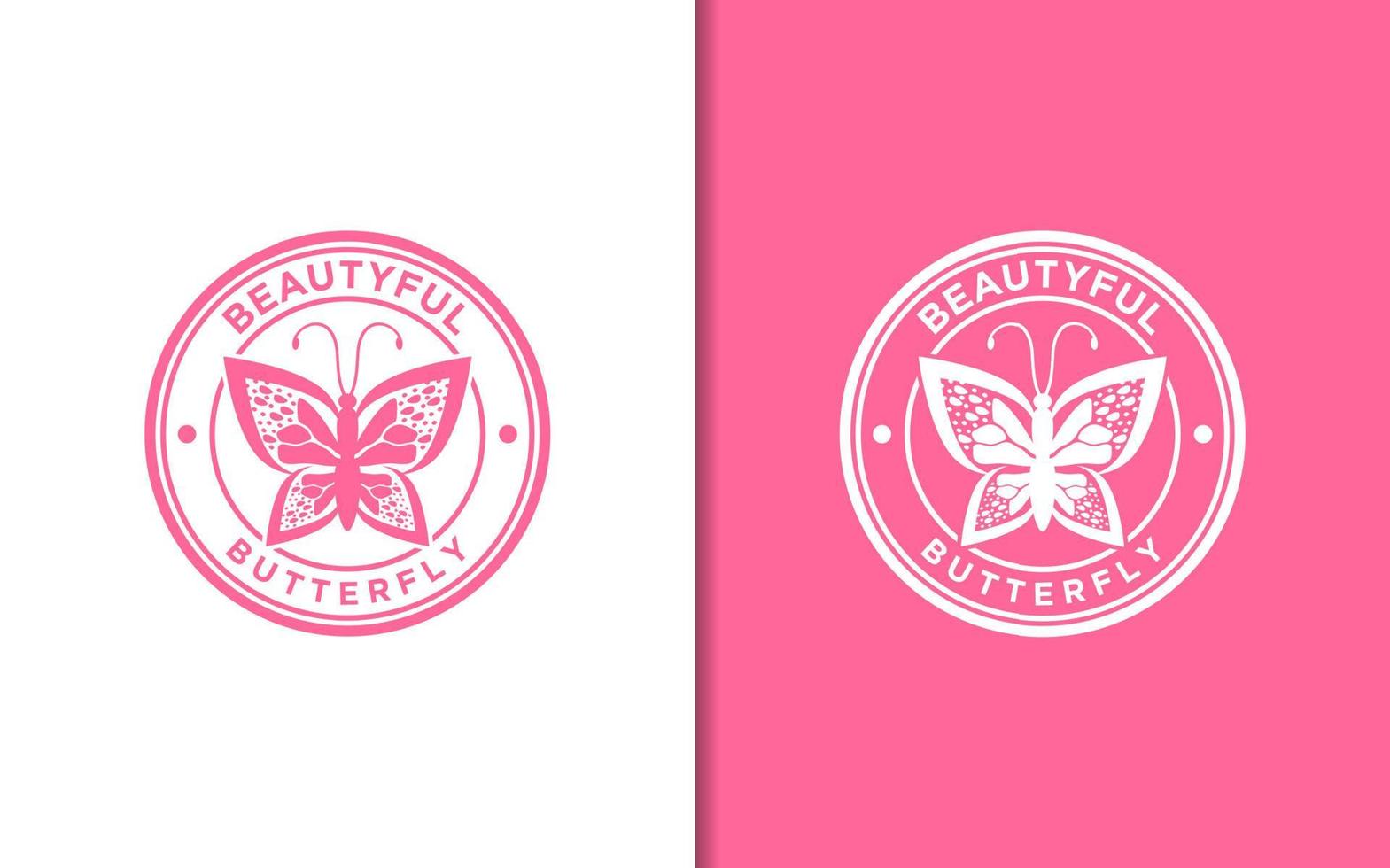 Silhouette beautiful butterfly stamp label with simple minimalist vector