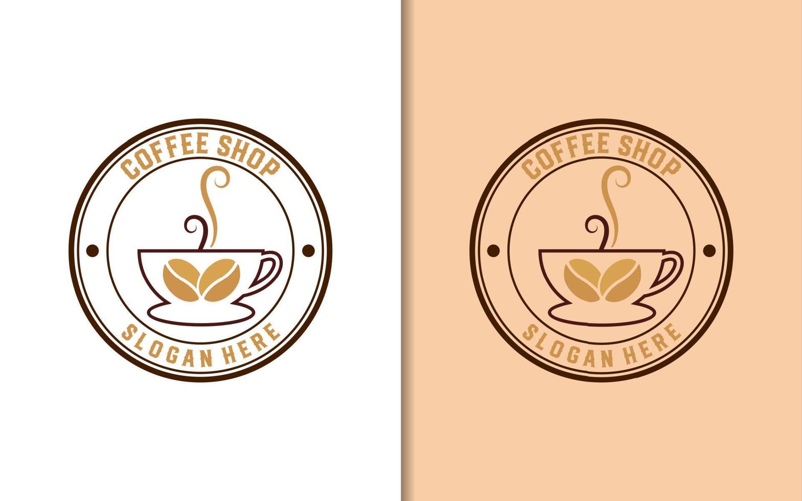 Coffee shop stamp label with simple minimalist logo design vector