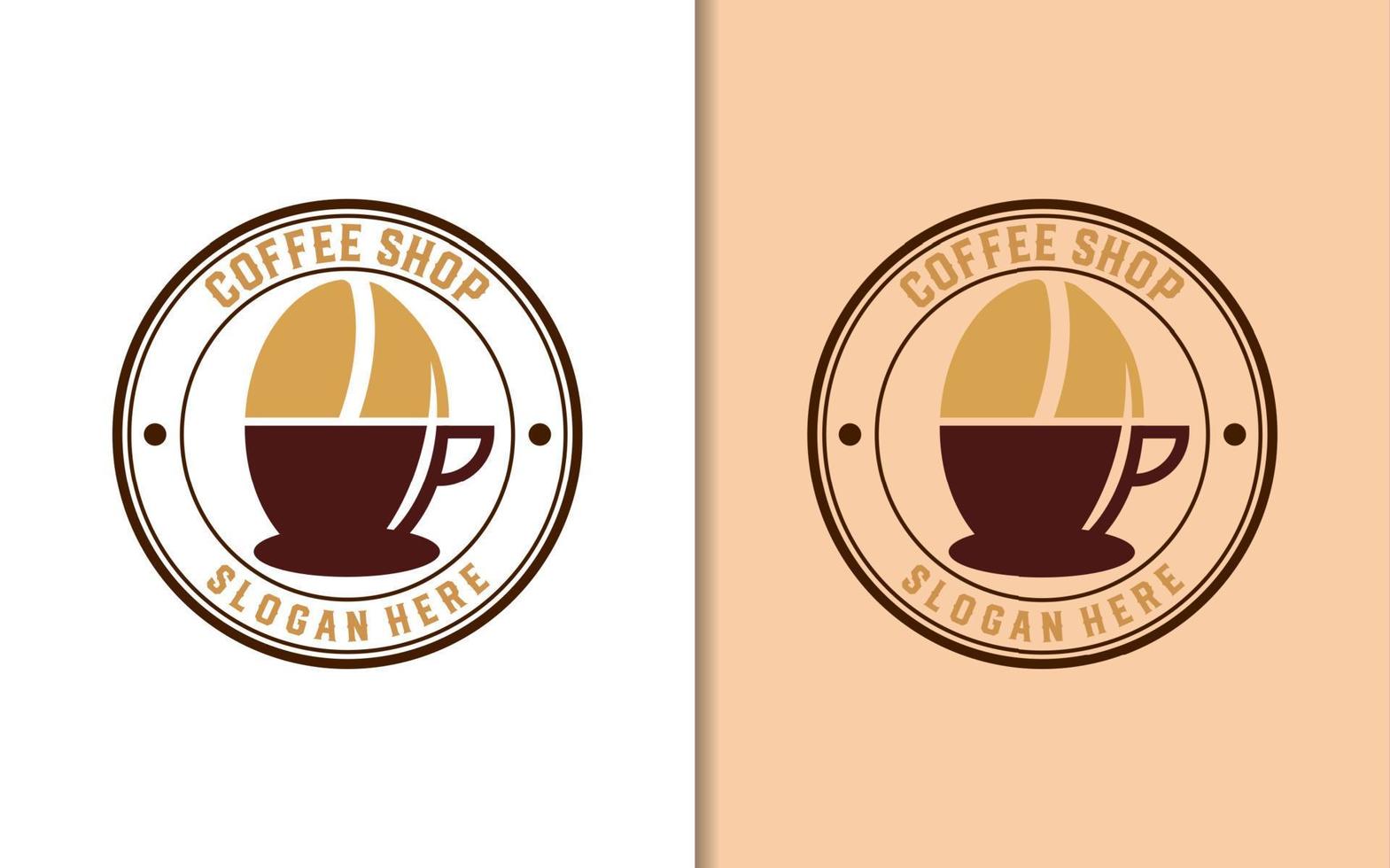 Coffee shop stamp label with simple minimalist logo design vector