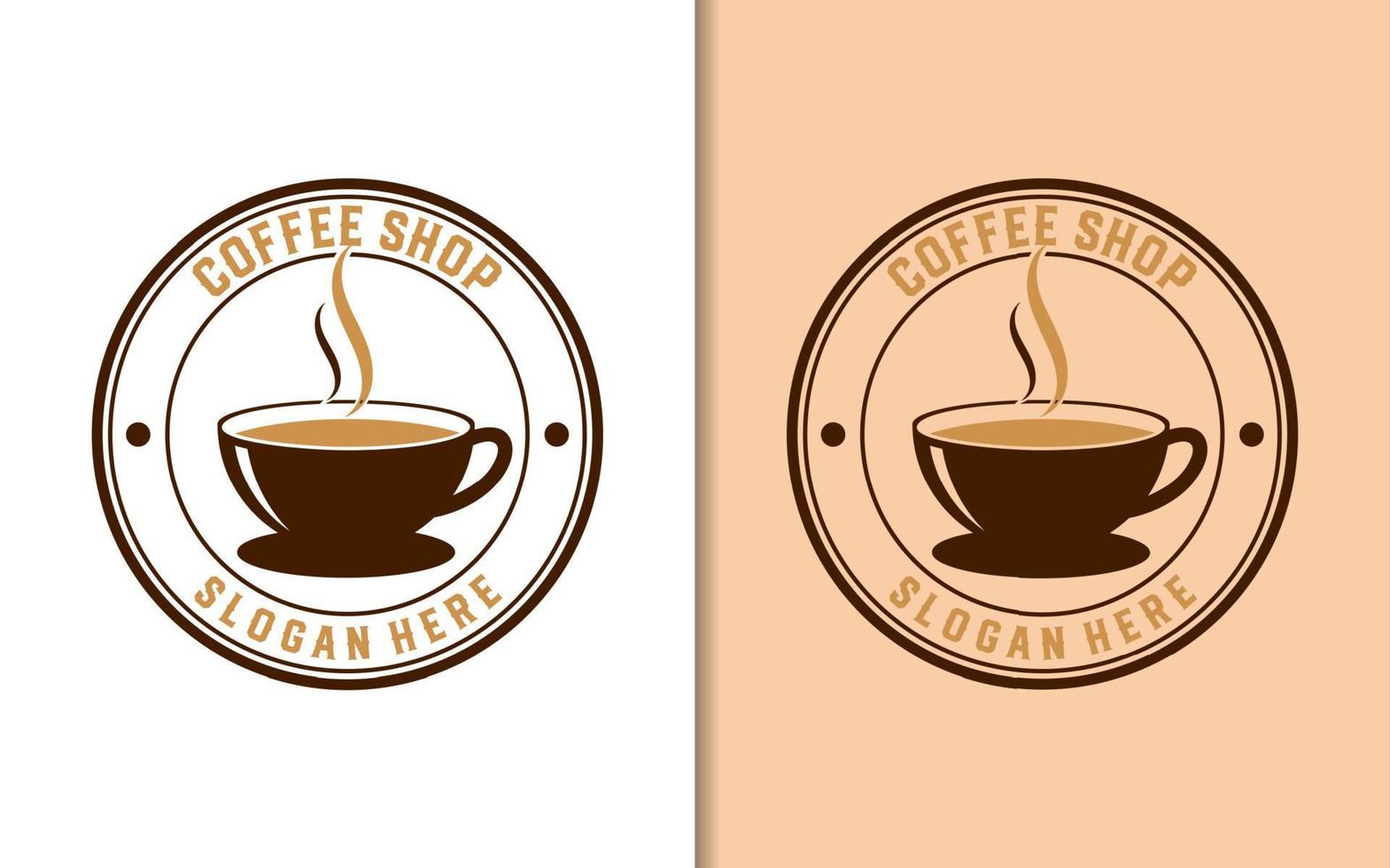 Coffee shop stamp label with simple minimalist logo design vector