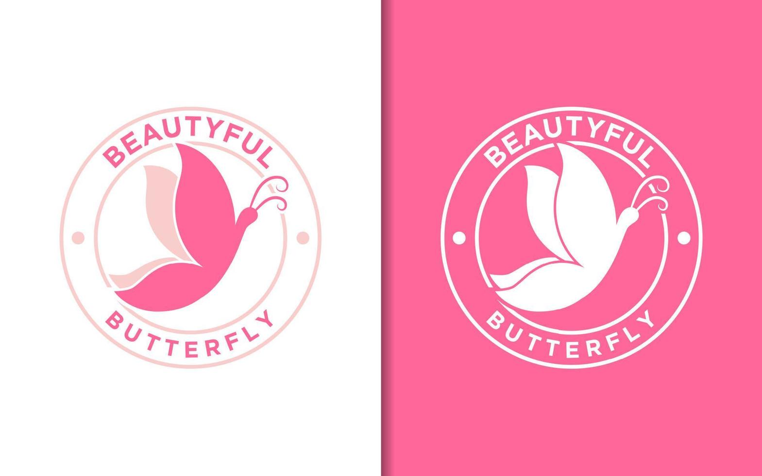 Silhouette beautiful butterfly stamp label with simple minimalist vector