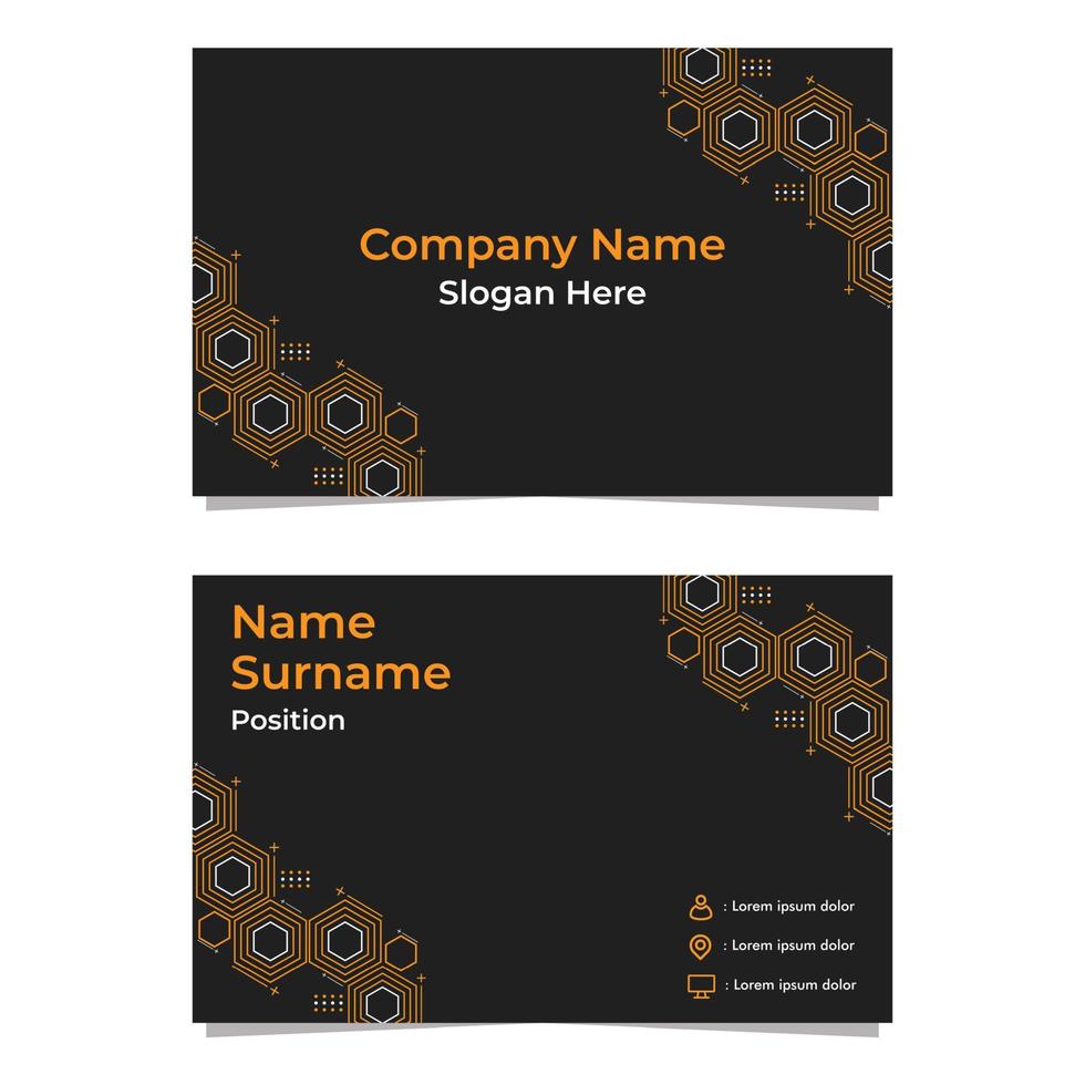 black abstract hexagon double sided business card template vector