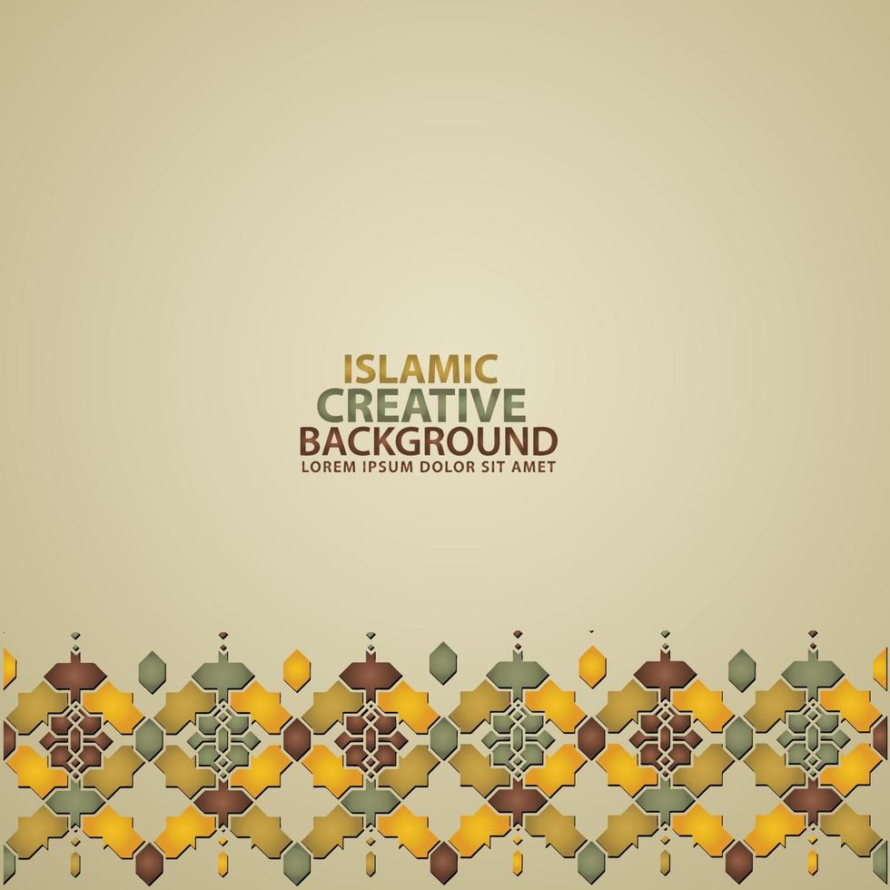 Islamic design greeting card background template with ornamental colorful detail of floral mosaic islamic art ornament vector