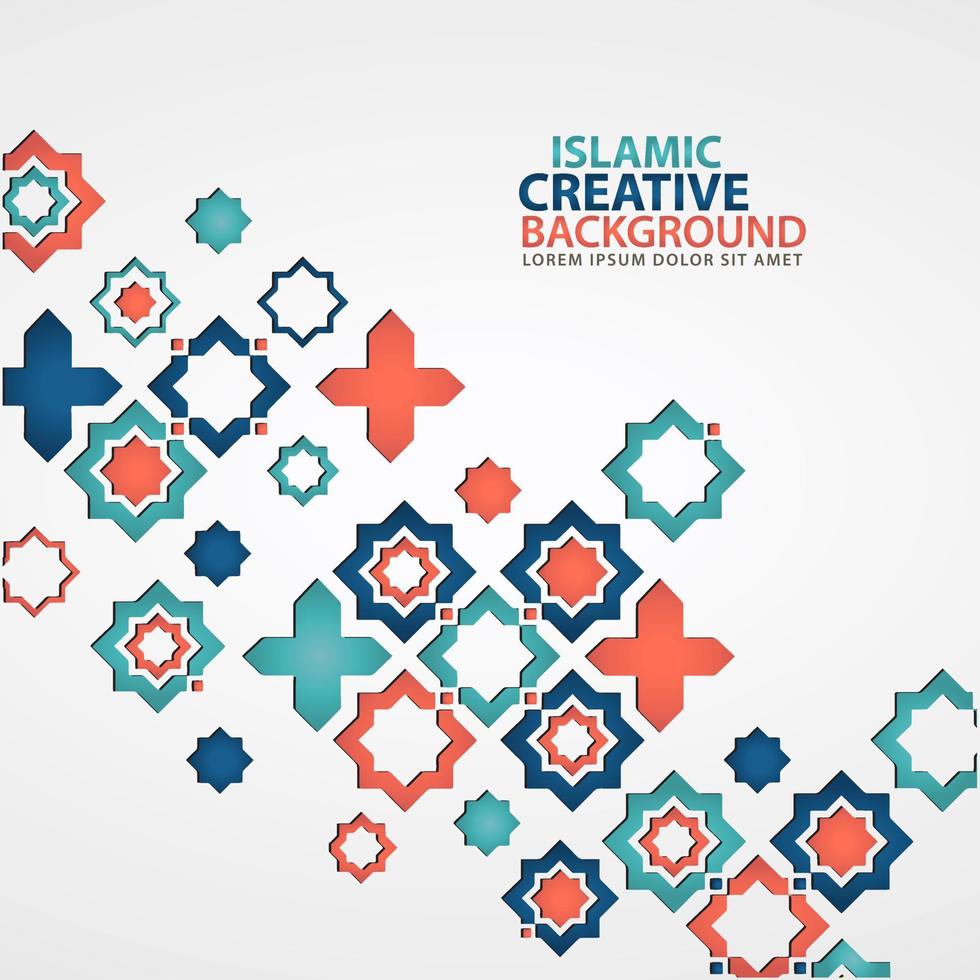 Islamic design greeting card background template with ornamental colorful detail of floral mosaic islamic art ornament vector