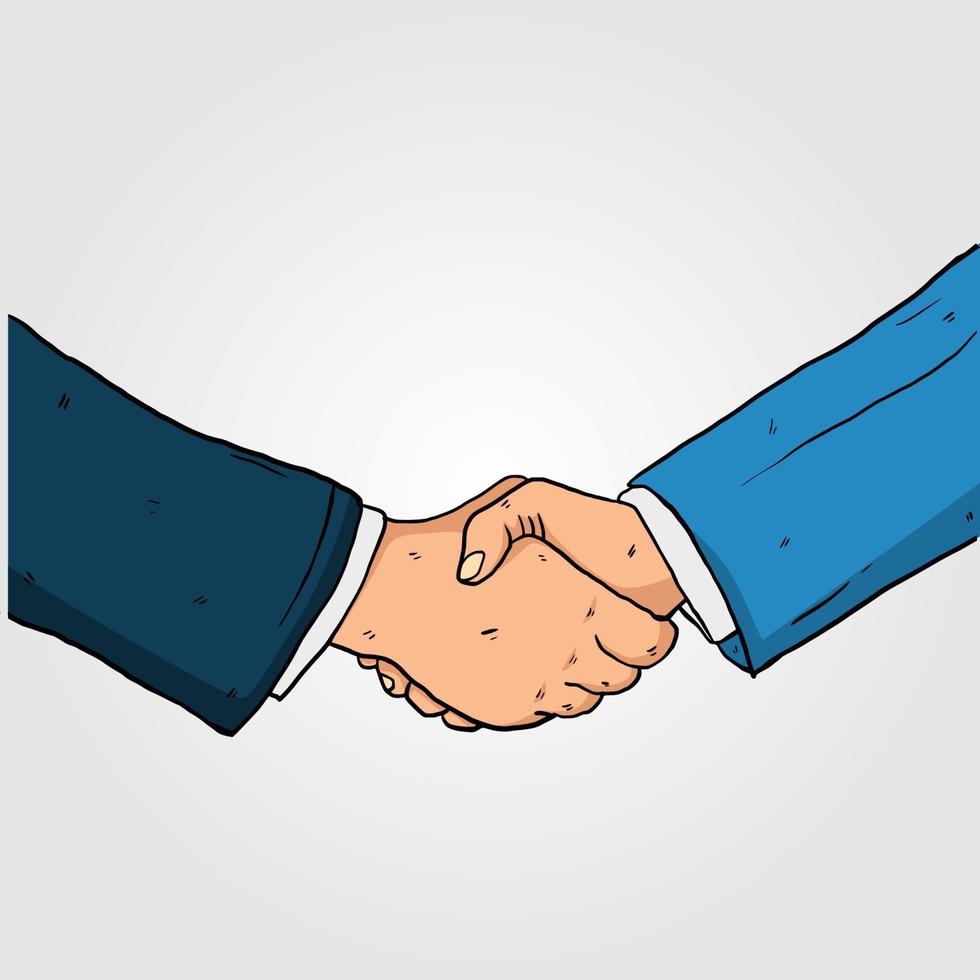boceto de primer plano, apretón de manos de dos hombres de negocios, concepto de asociación, estrechar la mano para sellar un trato. ilustración de diseño vectorial vector