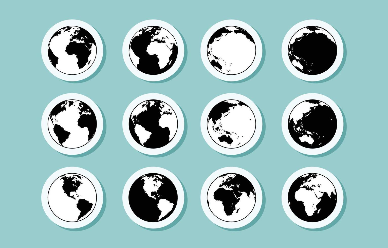 Black And White Globe Icons vector
