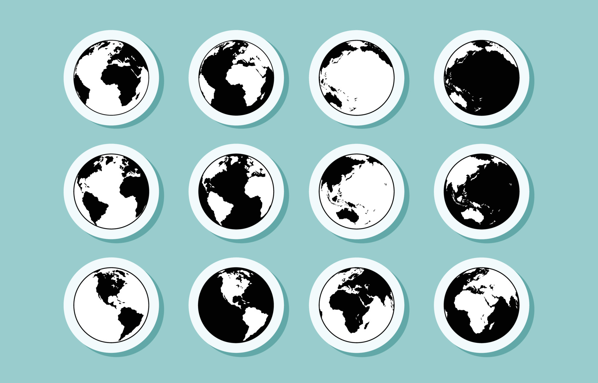 Black And White Globe Icons 6429615 Vector Art at Vecteezy