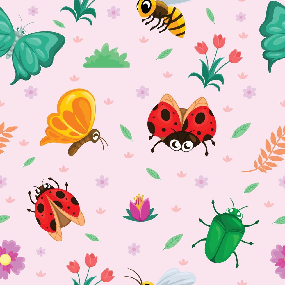 Bug And Insect Seamless Pattern vector