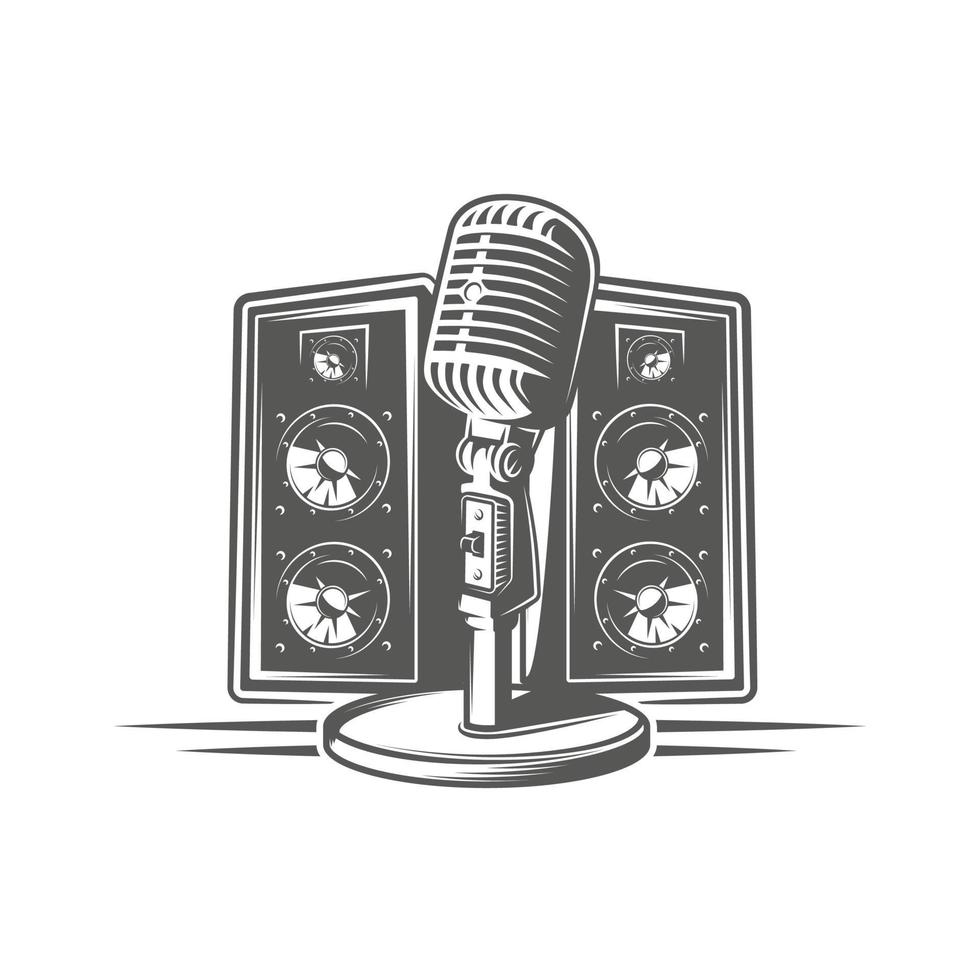 Microphone and studio speakers vector