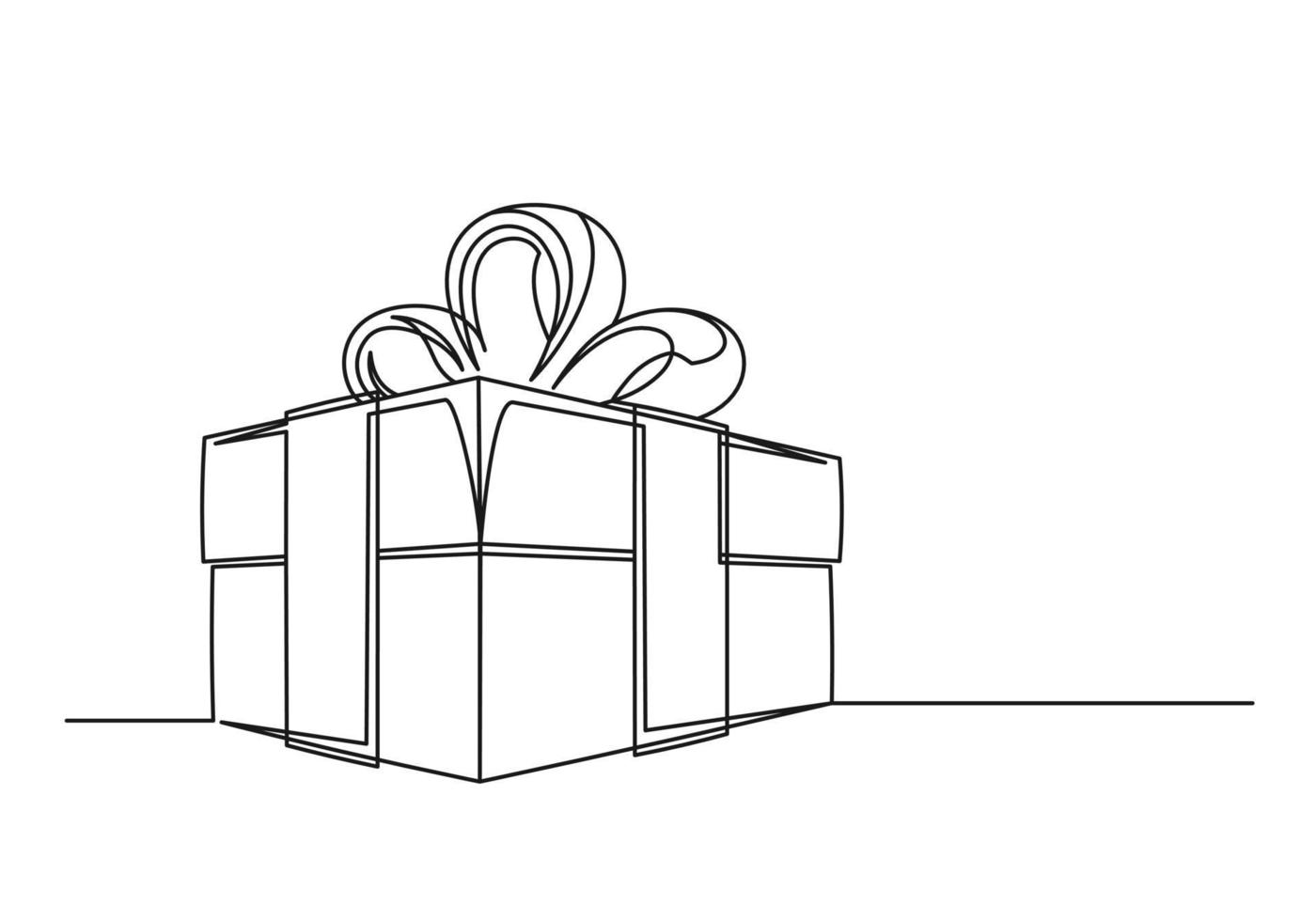 Gift box continuous one line drawing vector