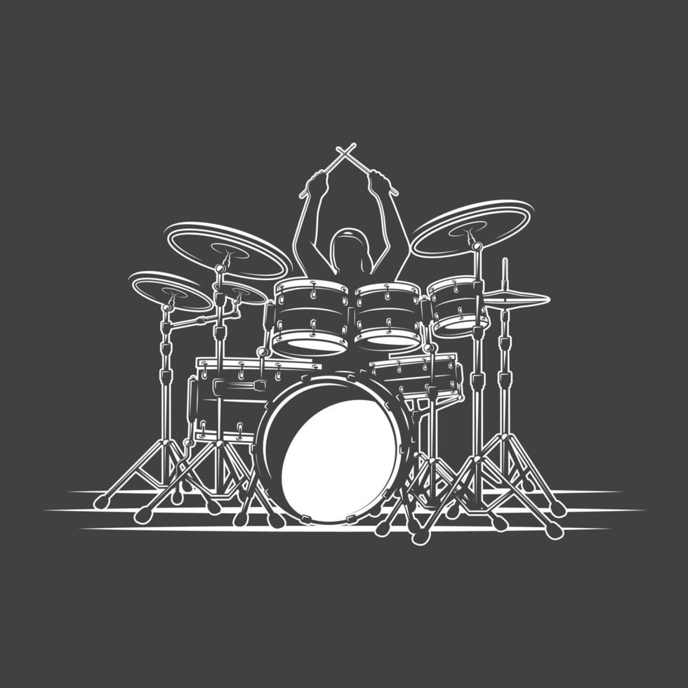 Drummer plays percussion instruments vector