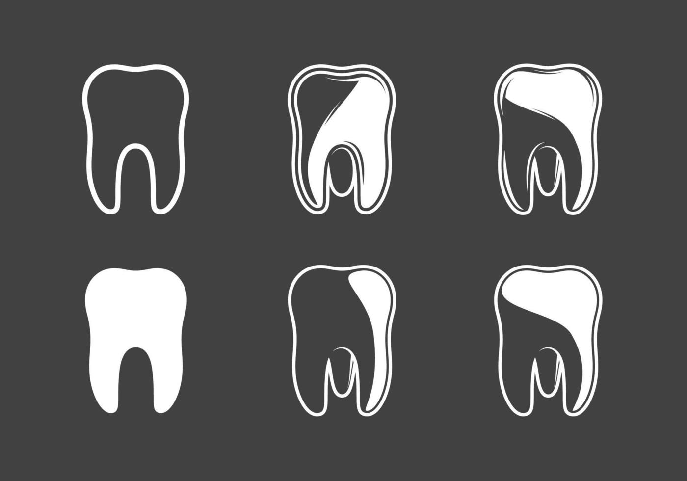 conjunto de dientes aislado en un fondo negro vector