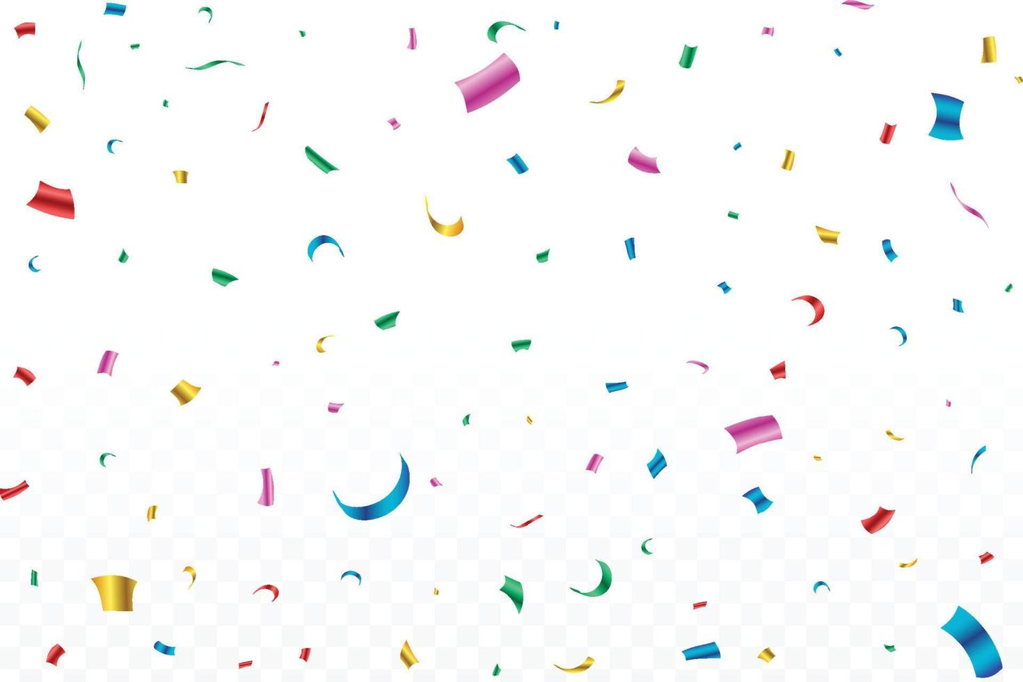 Colorful shiny confetti falling isolated on transparent background. Colorful party tinsel and confetti falling. Confetti vector for festival background. Carnival elements. Birthday celebration.