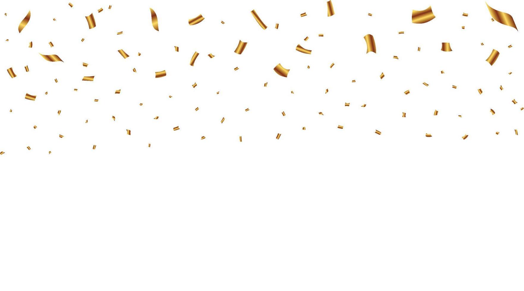 Golden Party confetti and tinsel falling isolated on white background. Golden color confetti and tinsel falling vector. Anniversary and birthday celebration element. Carnival elements vector. vector