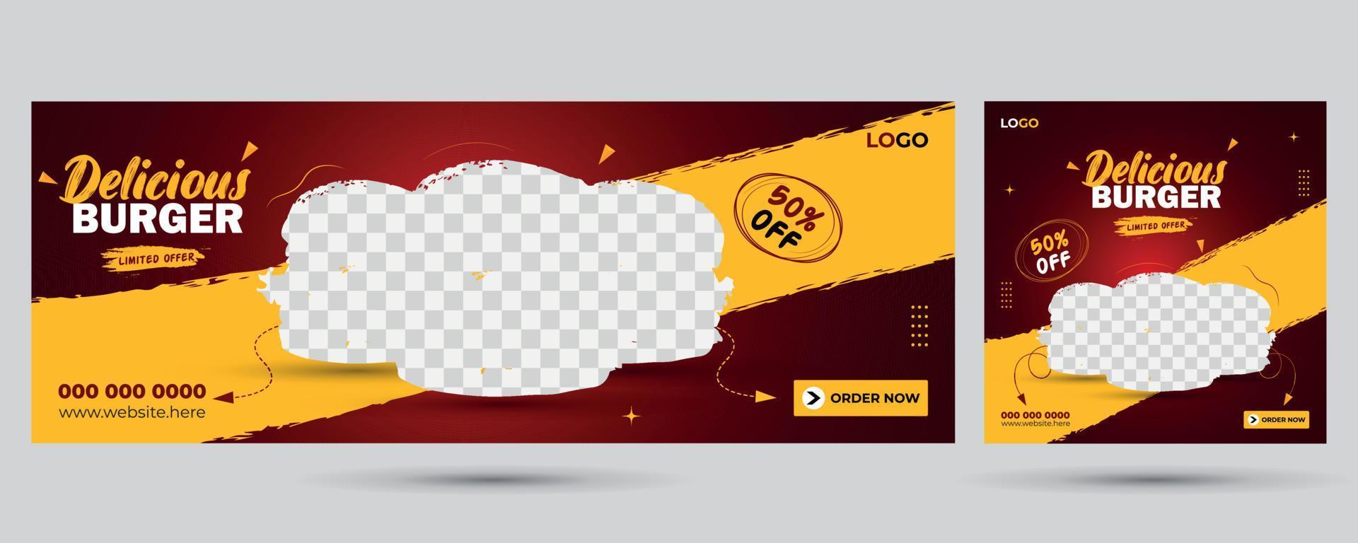 Food Banner and Social Media Post Design Vector Template for Restaurant Business