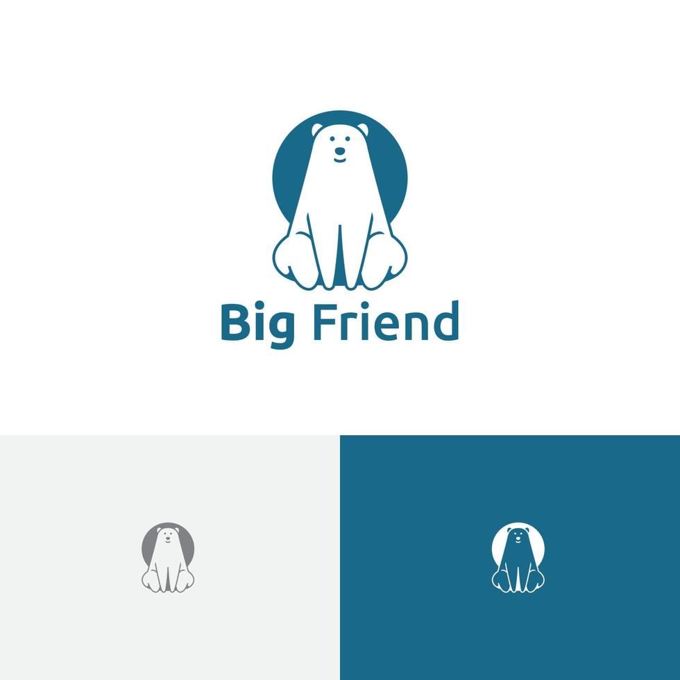 Big Friend Bear Sit Friendly Animal Logo Template vector