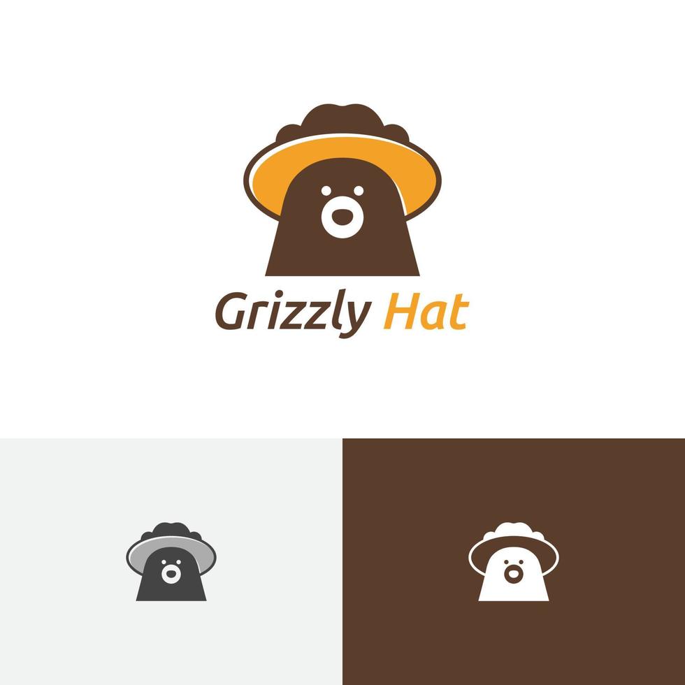 Grizzly Bear Hat Cute Animal Cartoon Logo Mascot vector