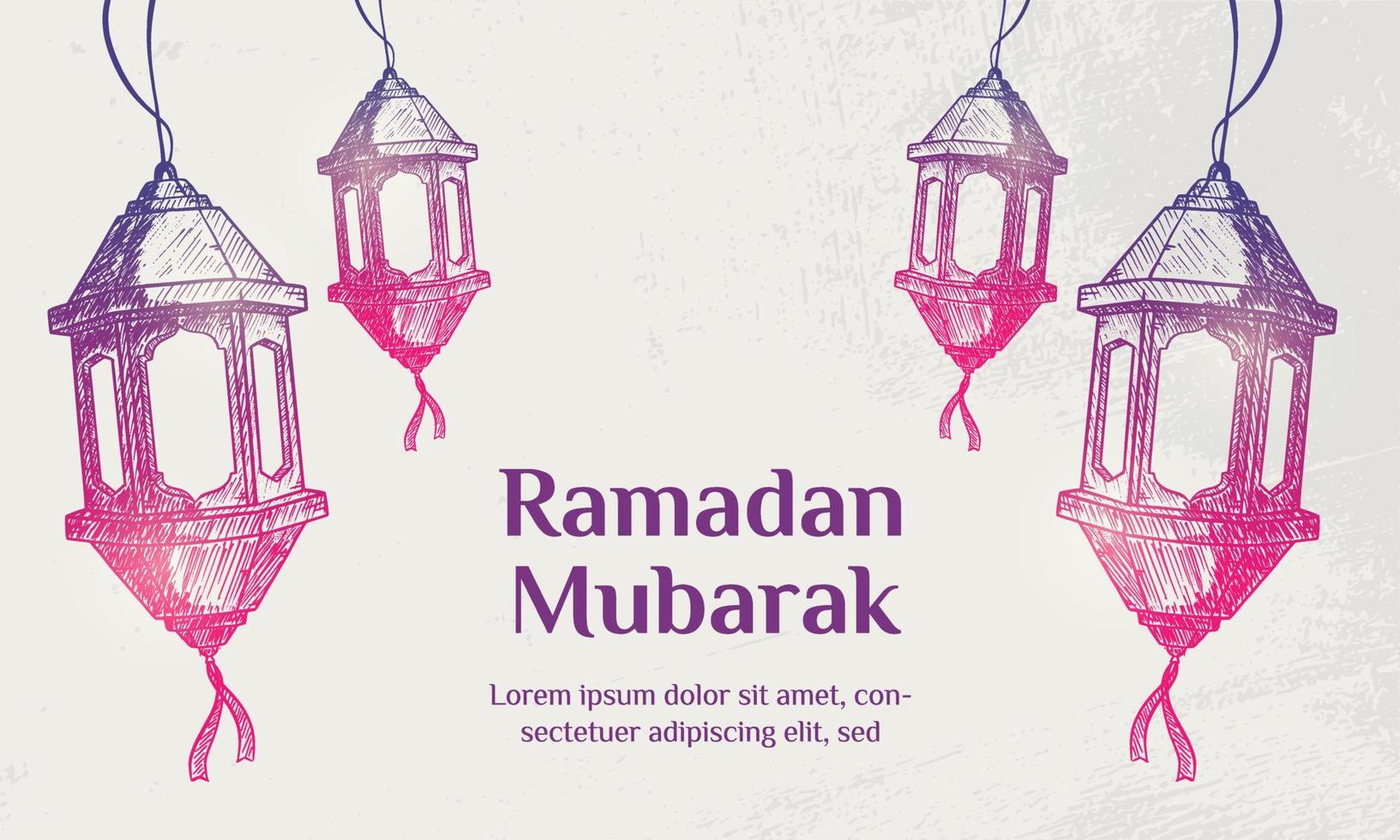 Ramadan Kareem Illustration With  Lantern Concept. Hand Drawn Sketch Style vector