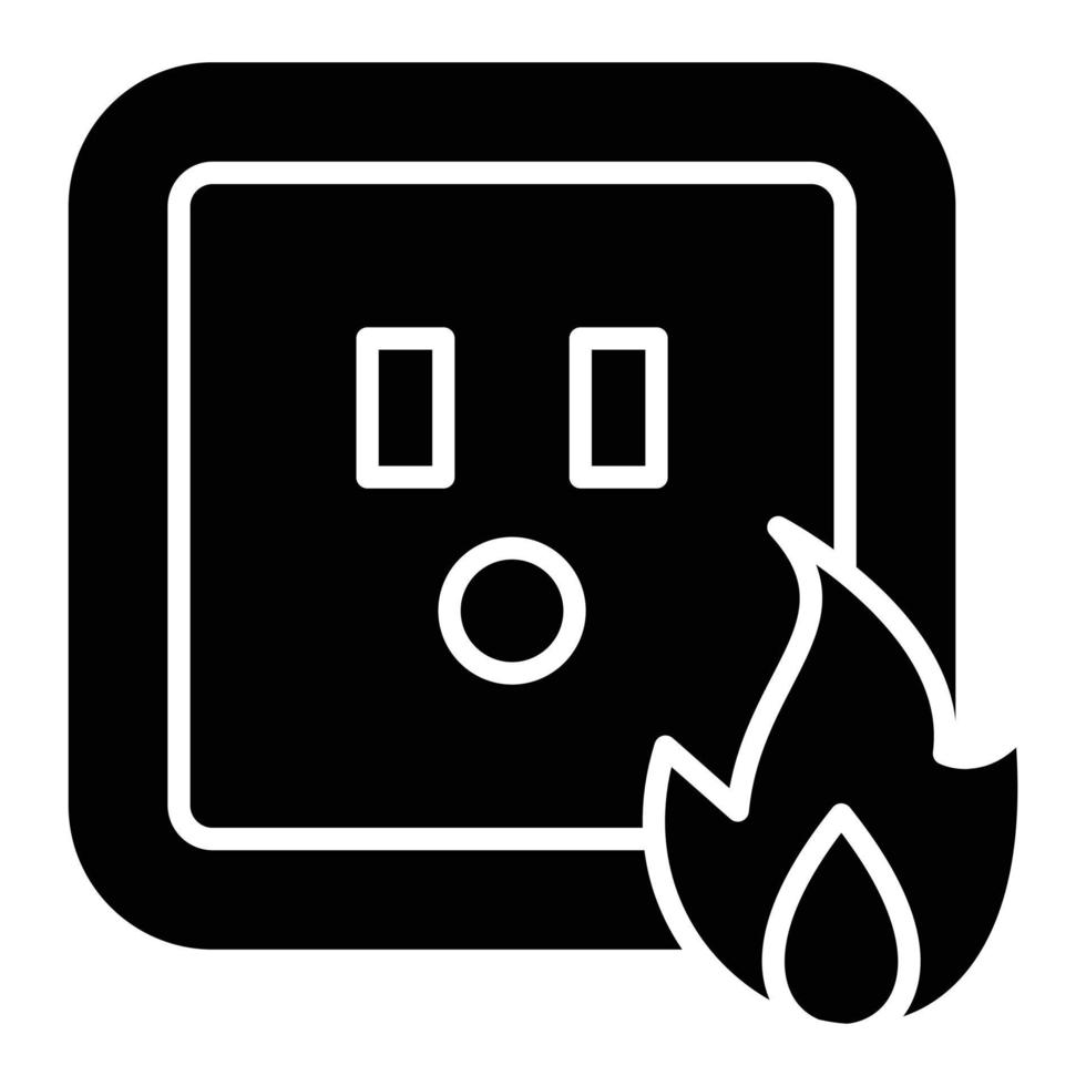 icono de glifo de fuego de electricidad vector