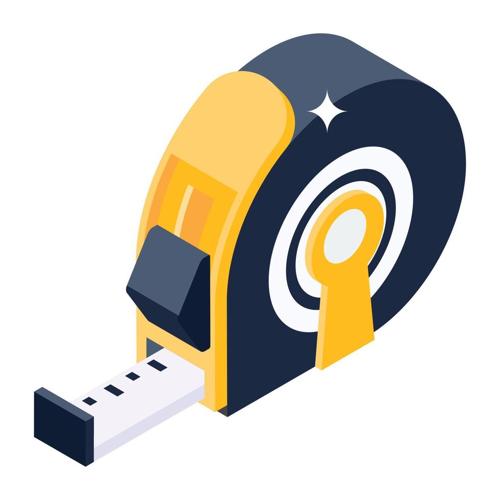 A construction inches tape for measurement, isometric icon vector