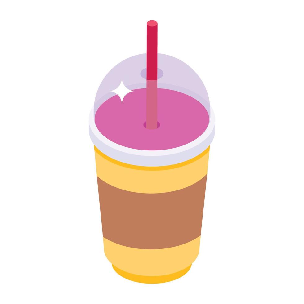 icono de vaso de bebida frappe en diseño isométrico vector