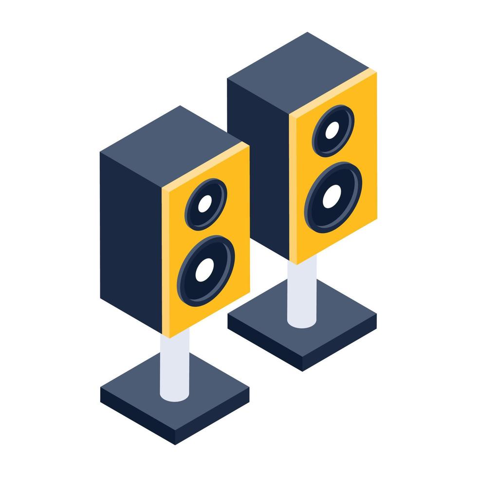 Isometric icon of audio speaker, woofers vector