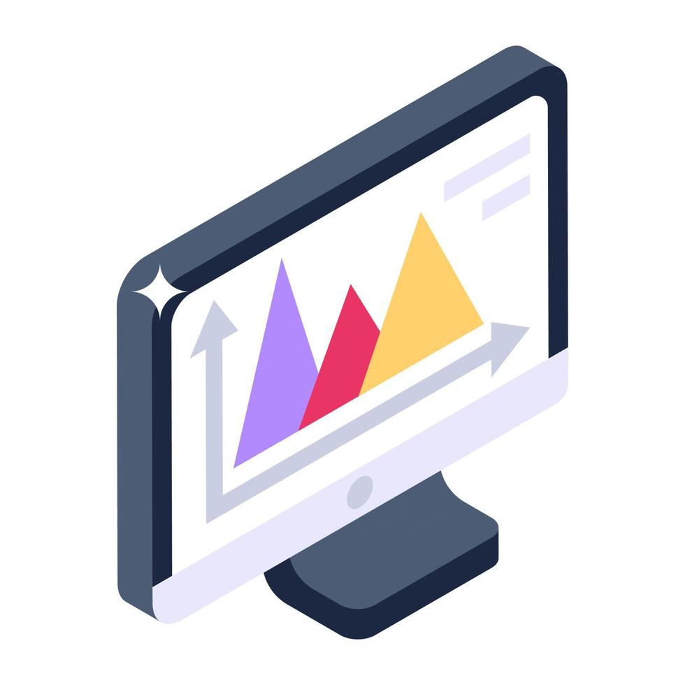Online graph icon in modern isometric style, editable vector