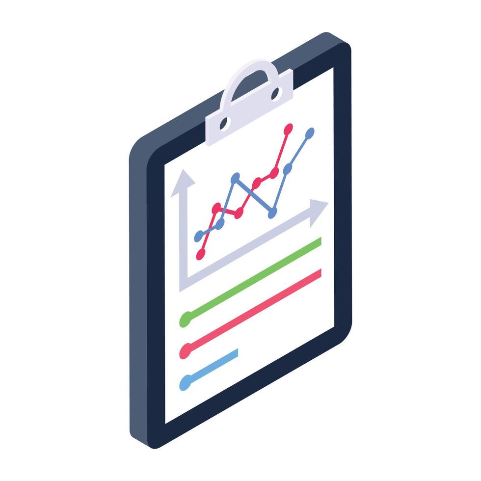 Business infographics on sheet, isometric icon report document vector