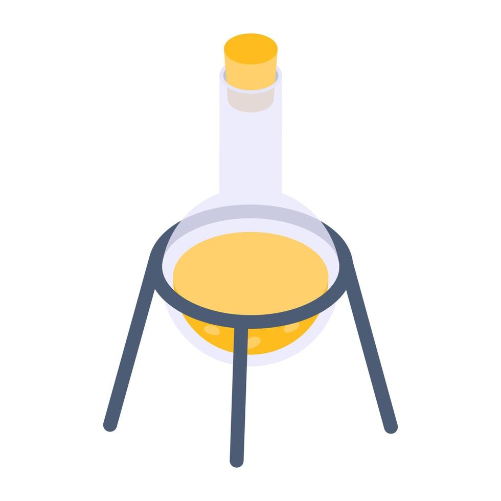 Modern isometric icon of flask stand, lab experiment vector