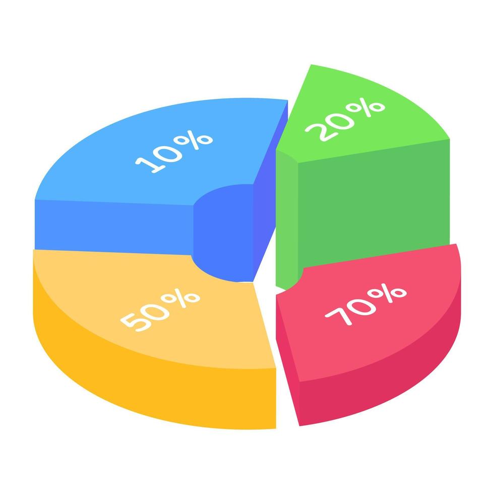 Circle chart, modern infographic chart in editable isometric vector