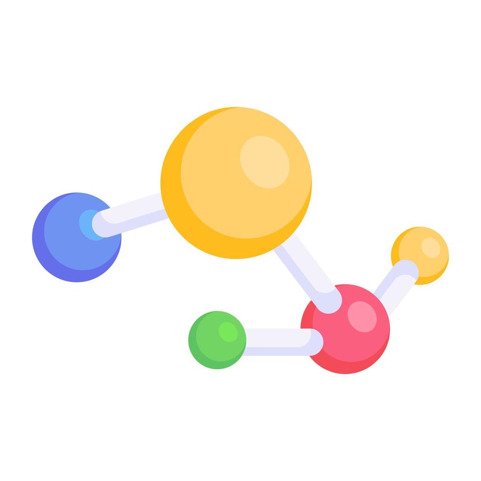 Icon of molecules in modern isometric style, molecular network vector