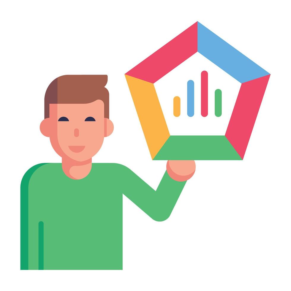 Person present a business presentation graph vector