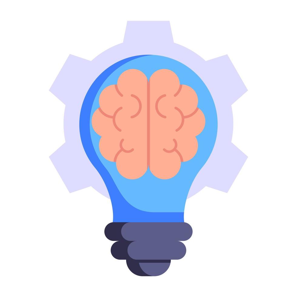 Light bulb and brain denoting flat icon of masterminding vector