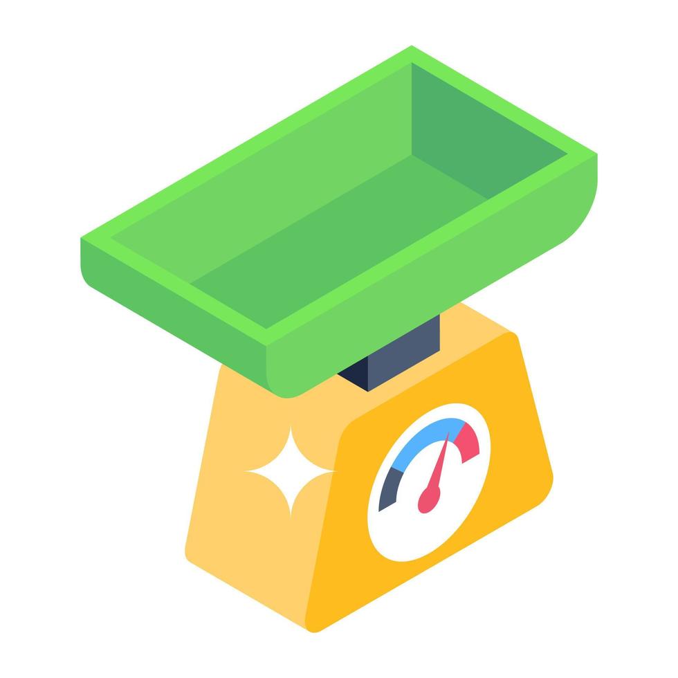 Isometric icon of weight scale, editable vector