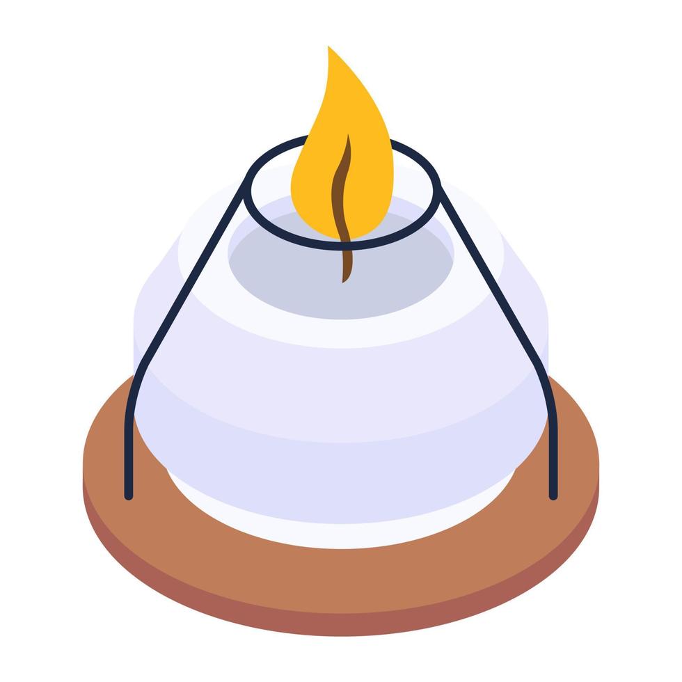 Fire burner icon, isometric vector