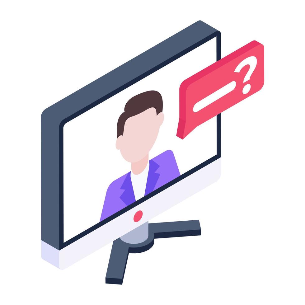 Trendy icon of online interview in isometric design vector