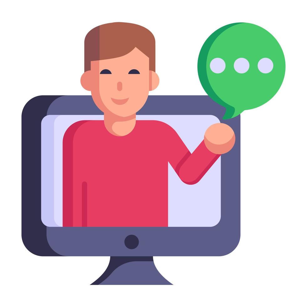Persons virtually talking, flat icon of online meeting vector