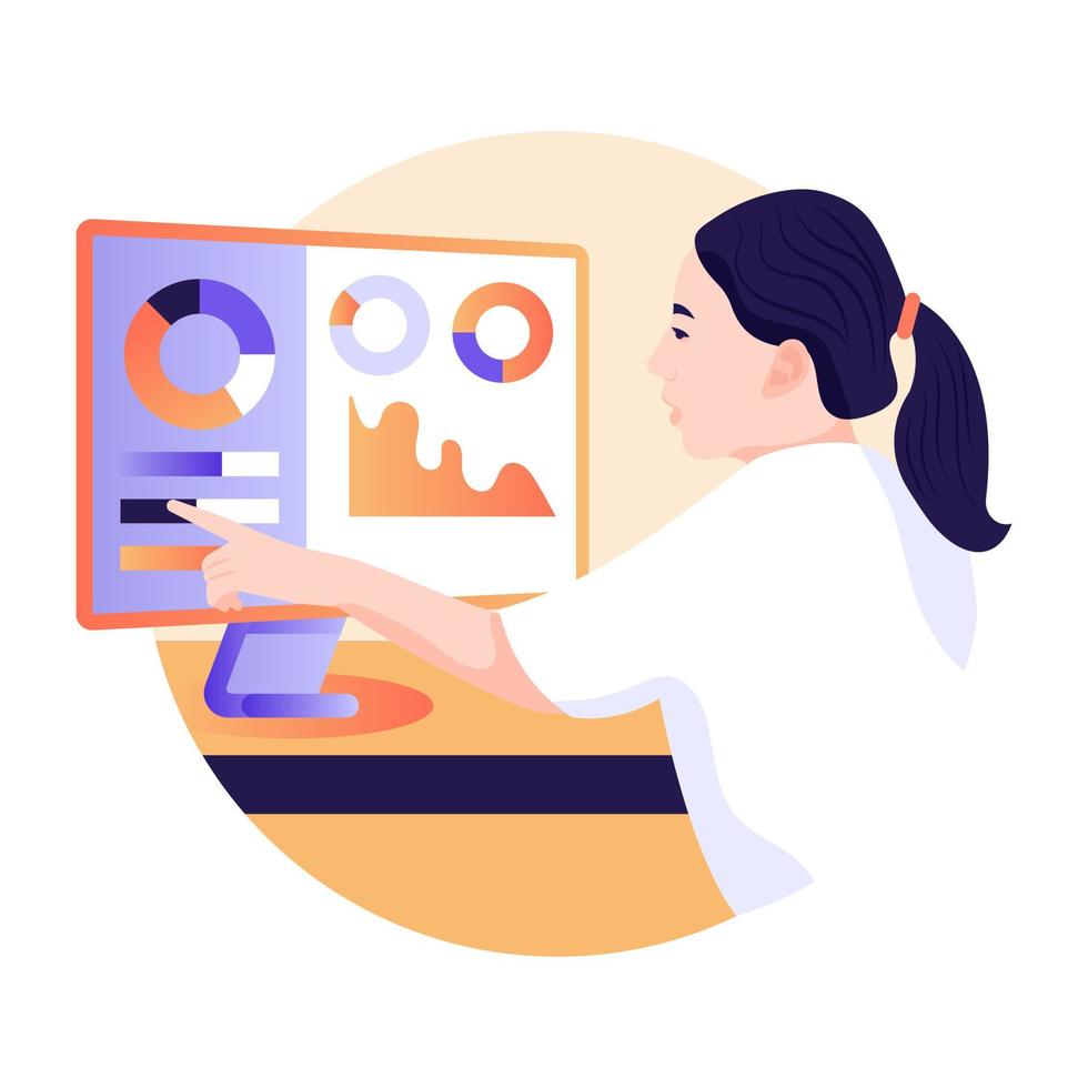Lady doctor and medical report vector