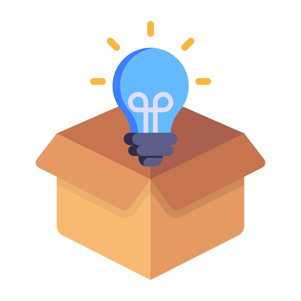 A trendy flat icon of a new product, bulb inside box vector