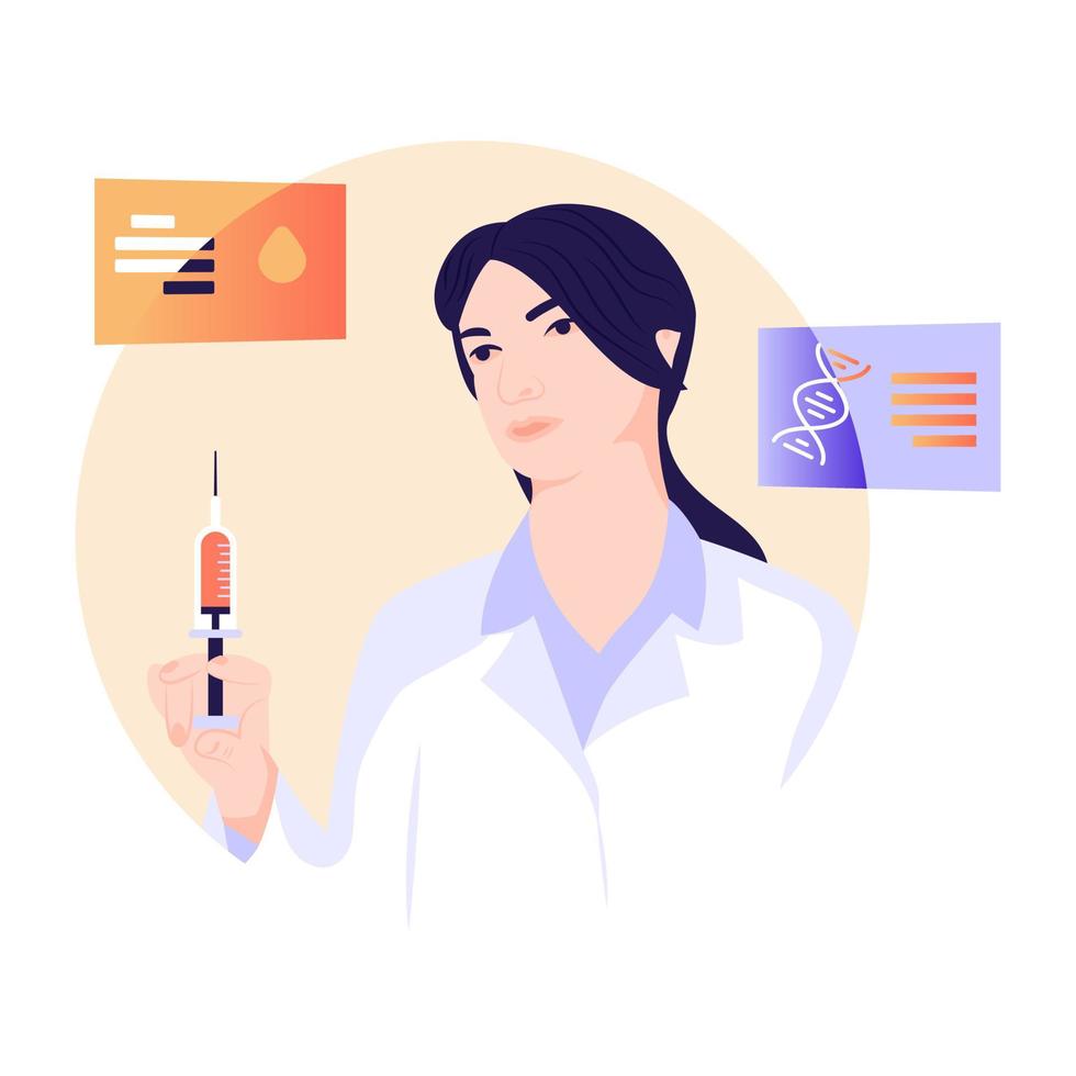 Lady doctor and medical report vector