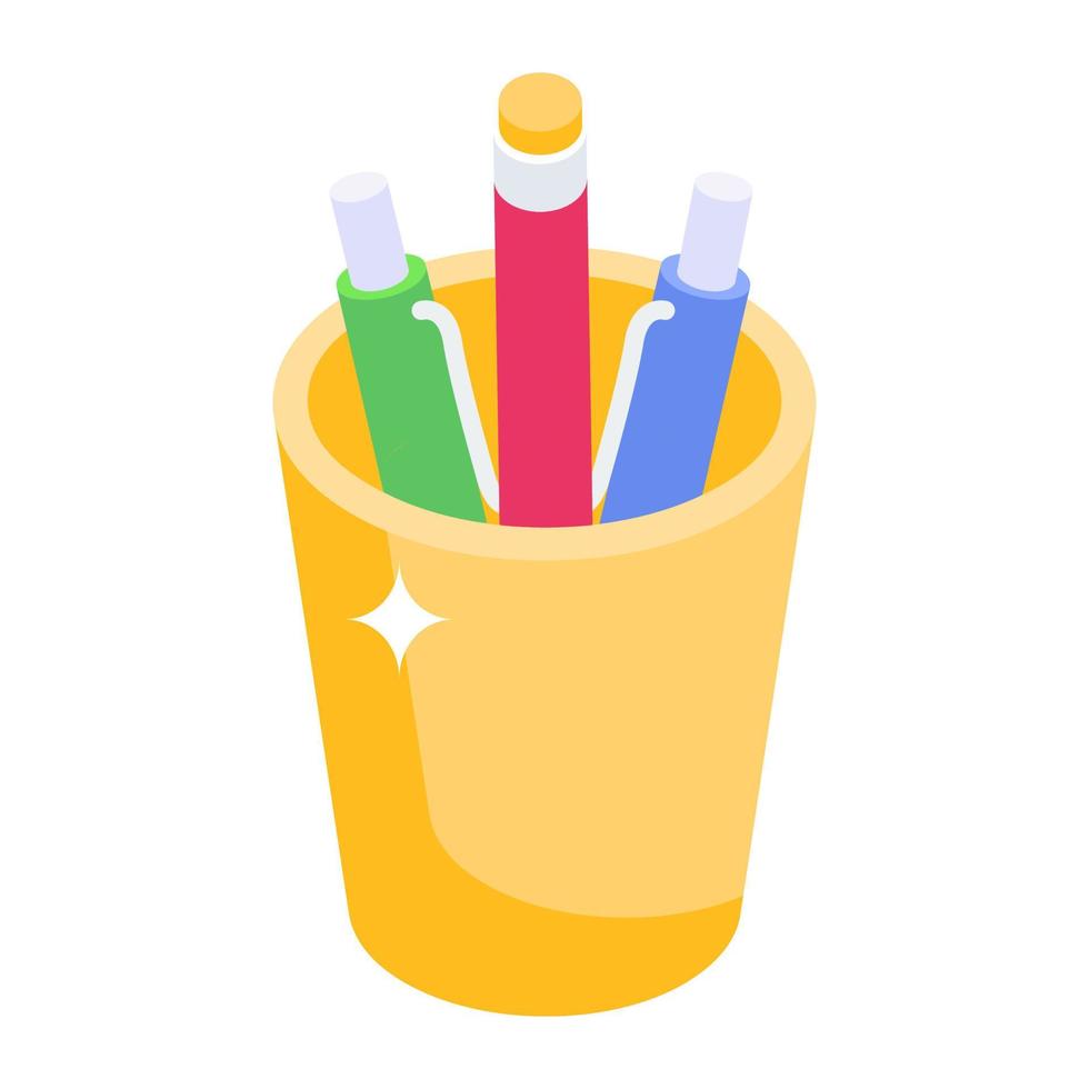 Pencil case vector, icon of stationery in editable style vector