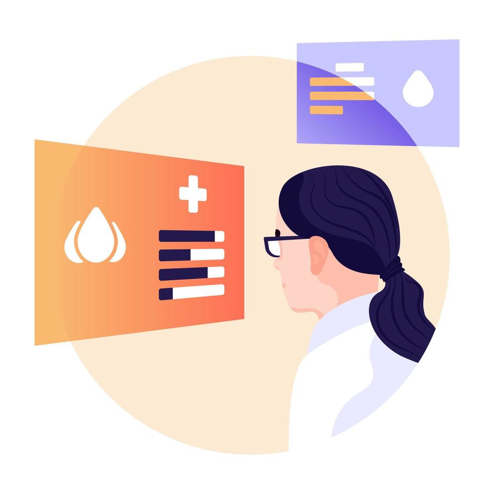 Lady doctor and medical report vector