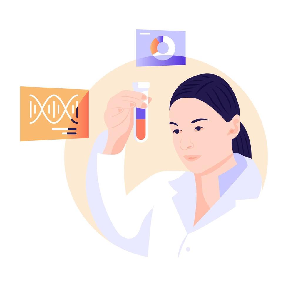 Lady doctor and medical report vector