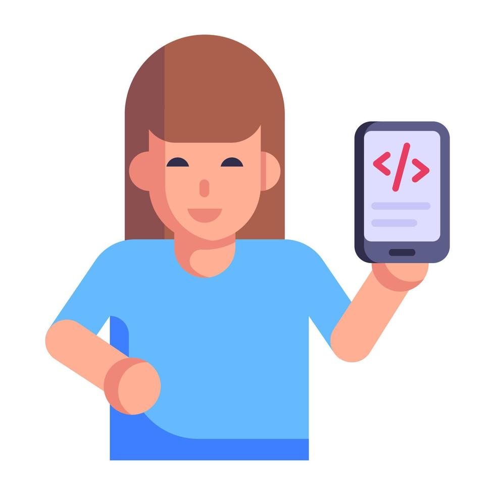 Flat editable icon of an app developer vector